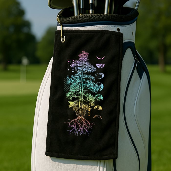 Tree Of Life Phases Of The Moon Yoga Chakra Gift Golf Towel