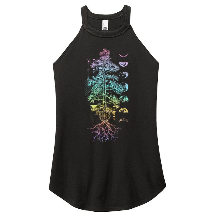 Tree Of Life Phases Of The Moon Yoga Chakra Gift Women's Perfect Tri Rocker Tank