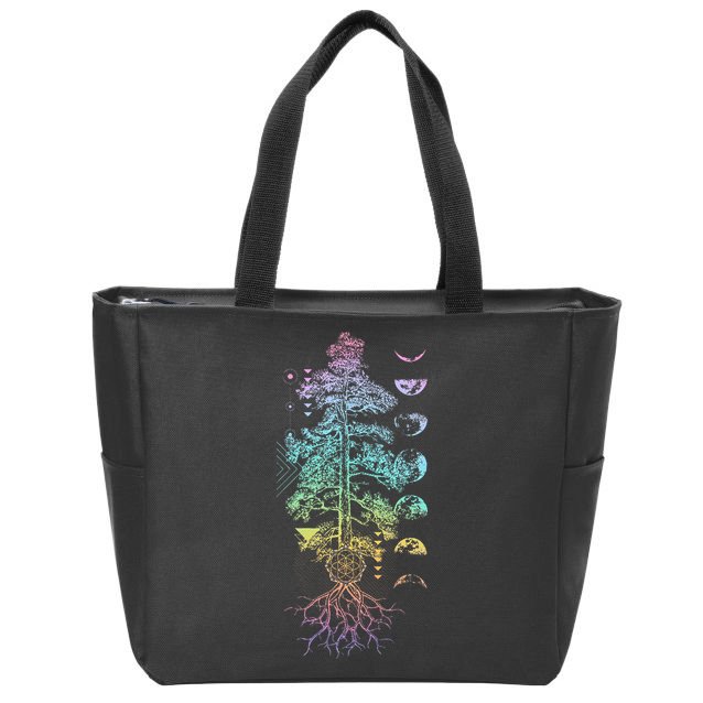 Tree Of Life Phases Of The Moon Yoga Chakra Gift Zip Tote Bag
