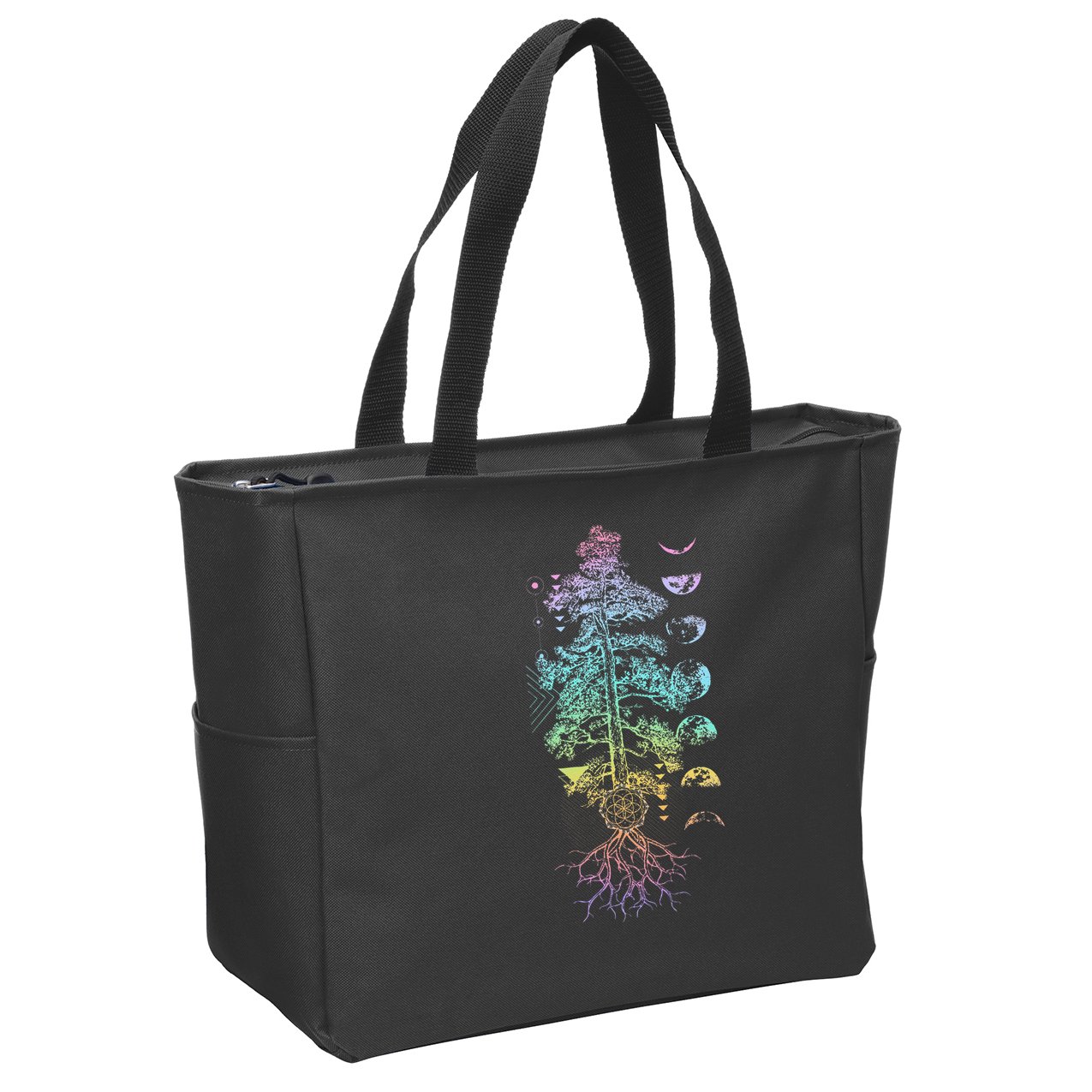 Tree Of Life Phases Of The Moon Yoga Chakra Gift Zip Tote Bag