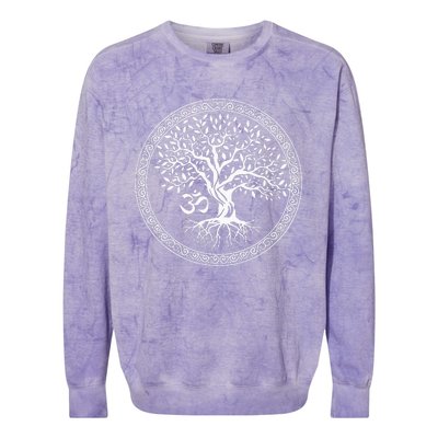 Tree Of Life With Om Symbol Yoga Zen Meditation Spiritual Colorblast Crewneck Sweatshirt