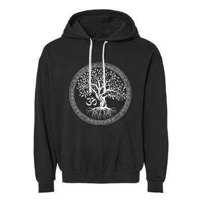 Tree Of Life With Om Symbol Yoga Zen Meditation Spiritual Garment-Dyed Fleece Hoodie