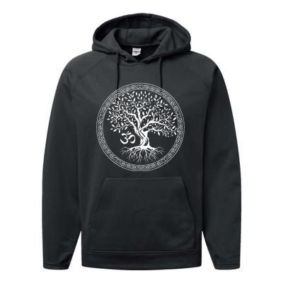 Tree Of Life With Om Symbol Yoga Zen Meditation Spiritual Performance Fleece Hoodie