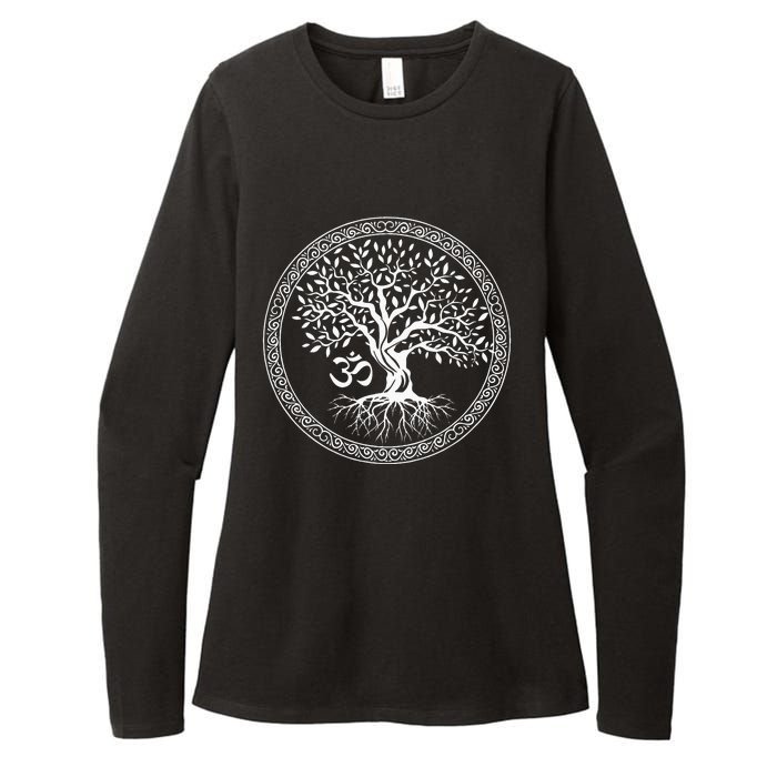 Tree Of Life With Om Symbol Yoga Zen Meditation Spiritual Womens CVC Long Sleeve Shirt