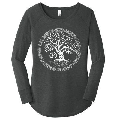 Tree Of Life With Om Symbol Yoga Zen Meditation Spiritual Women's Perfect Tri Tunic Long Sleeve Shirt