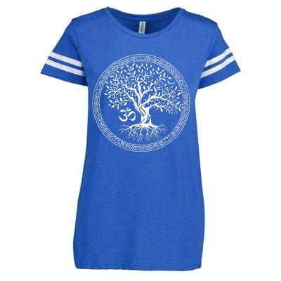 Tree Of Life With Om Symbol Yoga Zen Meditation Spiritual Enza Ladies Jersey Football T-Shirt