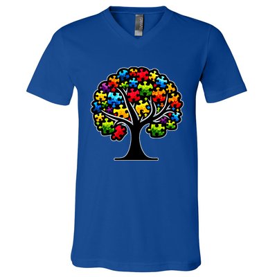 Tree Of Life Autism Awareness Month Funny Asd Supporter Gift V-Neck T-Shirt