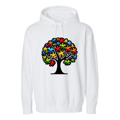 Tree Of Life Autism Awareness Month Funny Asd Supporter Gift Garment-Dyed Fleece Hoodie