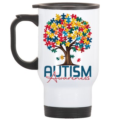 Tree Of Life Autism Awareness Month Funny Asd Supporter Gift Stainless Steel Travel Mug