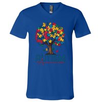 Tree Of Life Autism Awareness Month Funny Asd Supporter Gift V-Neck T-Shirt