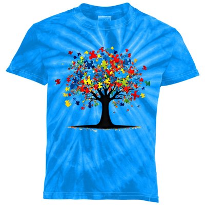 Tree Of Life Autism Awareness Day Autistic Gift Kids Tie-Dye T-Shirt