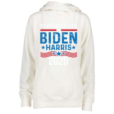 Truth Over Lies Joe Biden Vice President Harris Meaningful Gift Womens Funnel Neck Pullover Hood