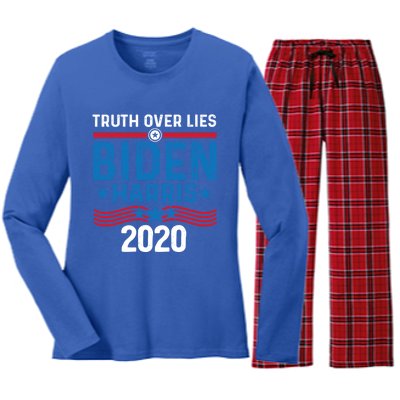 Truth Over Lies Joe Biden Vice President Harris Meaningful Gift Women's Long Sleeve Flannel Pajama Set 