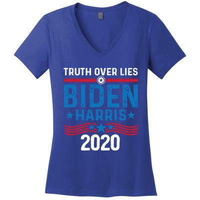 Truth Over Lies Joe Biden Vice President Harris Meaningful Gift Women's V-Neck T-Shirt