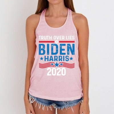 Truth Over Lies Joe Biden Vice President Harris Meaningful Gift Women's Knotted Racerback Tank