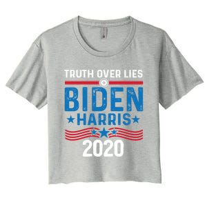 Truth Over Lies Joe Biden Vice President Harris Meaningful Gift Women's Crop Top Tee