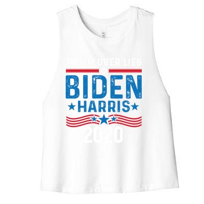 Truth Over Lies Joe Biden Vice President Harris Meaningful Gift Women's Racerback Cropped Tank