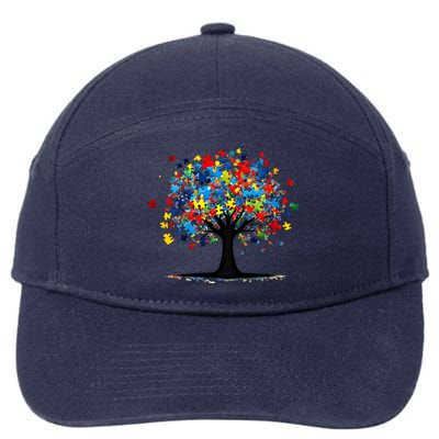 Tree Of Life Autism Awareness Day Autistic Gift 7-Panel Snapback Hat