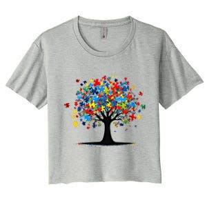 Tree Of Life Autism Awareness Day Autistic Gift Women's Crop Top Tee