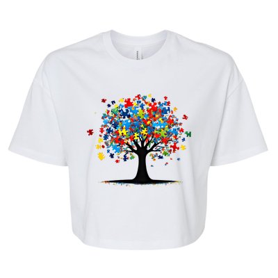 Tree Of Life Autism Awareness Day Autistic Gift Bella+Canvas Jersey Crop Tee