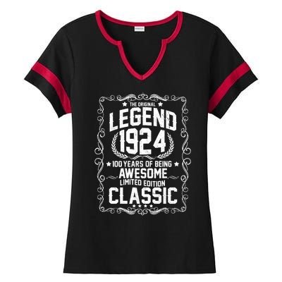 The Original Legend 1924 100th Birthday Ladies Halftime Notch Neck Tee