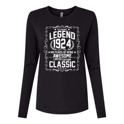 The Original Legend 1924 100th Birthday Womens Cotton Relaxed Long Sleeve T-Shirt