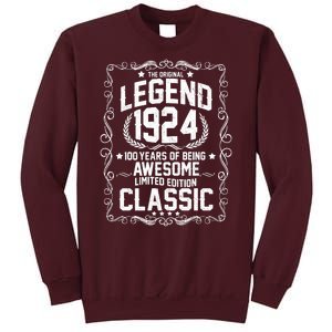 The Original Legend 1924 100th Birthday Tall Sweatshirt