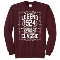 The Original Legend 1924 100th Birthday Tall Sweatshirt