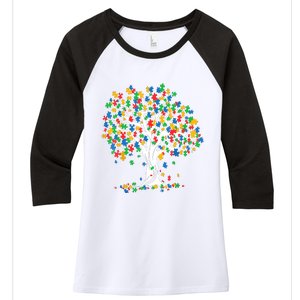 Tree Of Life Autism Awareness Month Funny Asd Supporter Gift Women's Tri-Blend 3/4-Sleeve Raglan Shirt