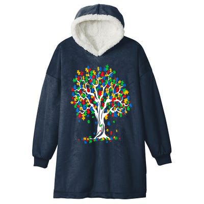 Tree Of Life Autism Awareness Month Funny Asd Supporter Funny Gift Hooded Wearable Blanket