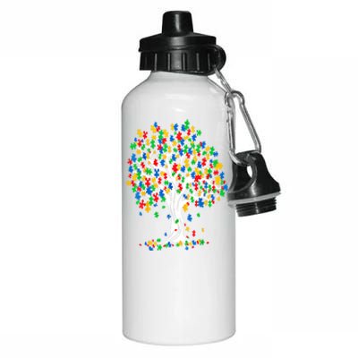 Tree Of Life Autism Awareness Month Funny Asd Supporter Funny Gift Aluminum Water Bottle