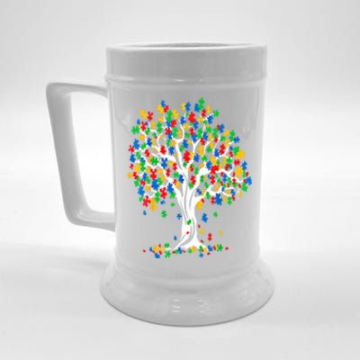 Tree Of Life Autism Awareness Month Funny Asd Supporter Funny Gift Beer Stein