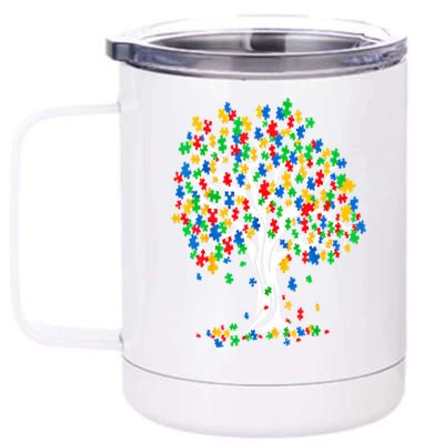 Tree Of Life Autism Awareness Month Funny Asd Supporter Funny Gift 12 oz Stainless Steel Tumbler Cup