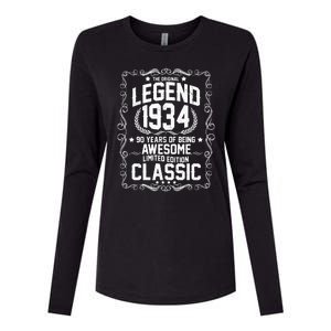 The Original Legend 1934 90th Birthday Womens Cotton Relaxed Long Sleeve T-Shirt