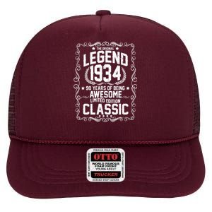 The Original Legend 1934 90th Birthday High Crown Mesh Back Trucker Hat