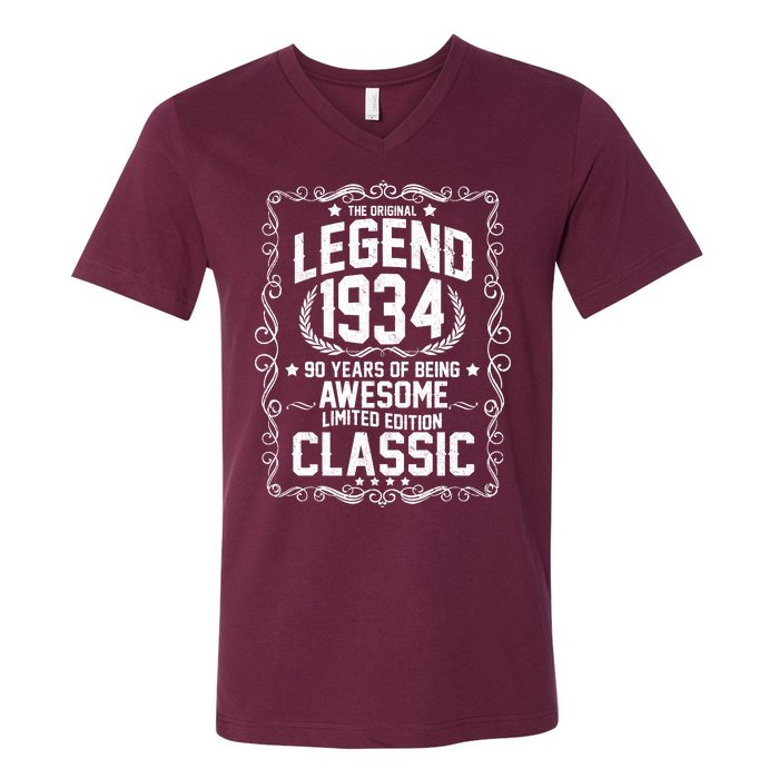 The Original Legend 1934 90th Birthday V-Neck T-Shirt