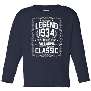 The Original Legend 1934 90th Birthday Toddler Long Sleeve Shirt