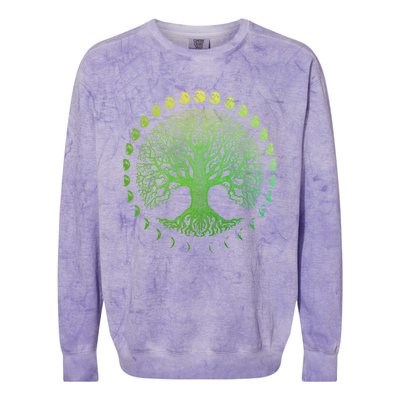 Tree Of Life Phases Of The Moon Gift Funny Gift Earth Day Gift Colorblast Crewneck Sweatshirt