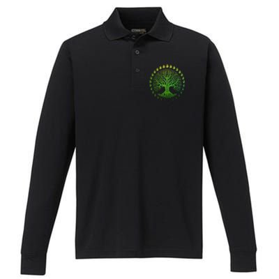 Tree Of Life Phases Of The Moon Gift Funny Gift Earth Day Gift Performance Long Sleeve Polo