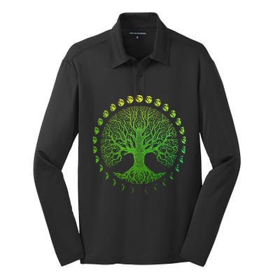 Tree Of Life Phases Of The Moon Gift Funny Gift Earth Day Gift Silk Touch Performance Long Sleeve Polo