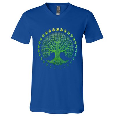 Tree Of Life Phases Of The Moon Gift Funny Gift Earth Day Gift V-Neck T-Shirt