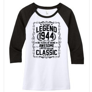 The Original Legend 1944 80th Birthday Women's Tri-Blend 3/4-Sleeve Raglan Shirt