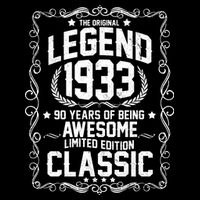 The Original Legend 1933 90th Birthday Drawstring Bag