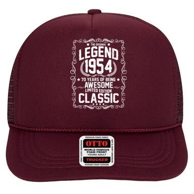 The Original Legend 1954 70th Birthday High Crown Mesh Back Trucker Hat