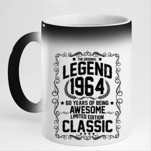 The Original Legend 1964 60th Birthday 11oz Black Color Changing Mug