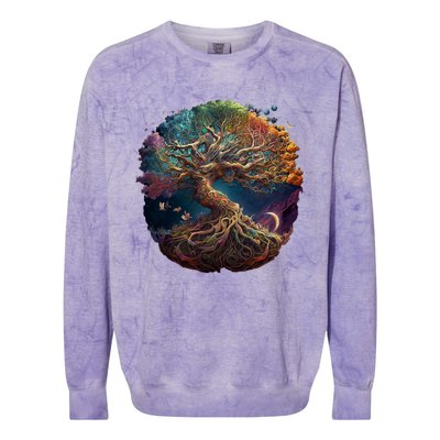 Tree Of Life Gift The Tree Of Life Meditation Colorblast Crewneck Sweatshirt