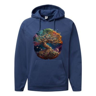 Tree Of Life Gift The Tree Of Life Meditation Performance Fleece Hoodie