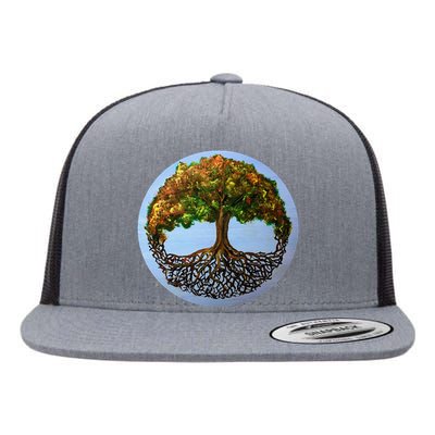 Tree Of Life Painting Flat Bill Trucker Hat