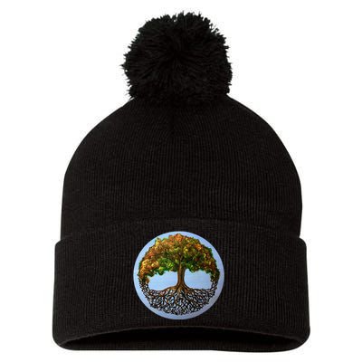 Tree Of Life Painting Pom Pom 12in Knit Beanie