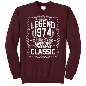 The Original Legend 1974 50th Birthday Tall Sweatshirt